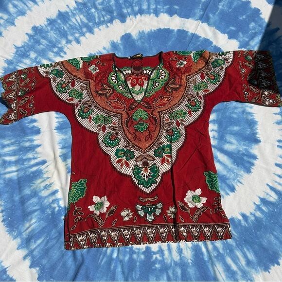 Vintage 70s Boho Hippy Floral Top Size small O/S - Picture 3 of 15